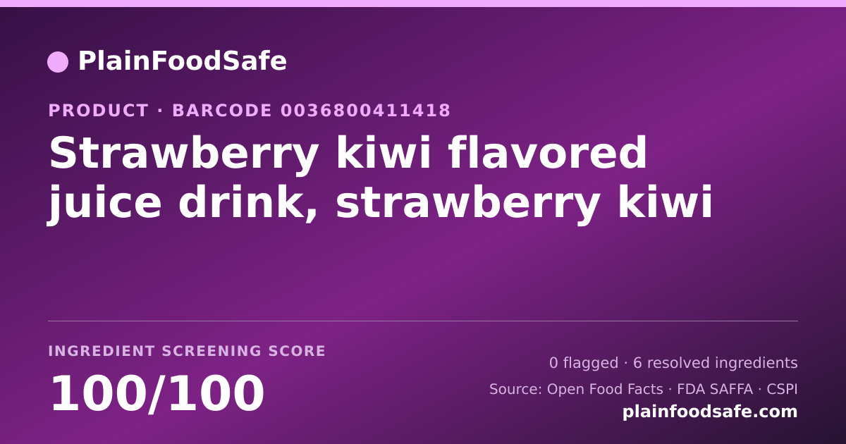 Share card for Strawberry kiwi flavored juice drink, strawberry kiwi Food Ingredient Profile