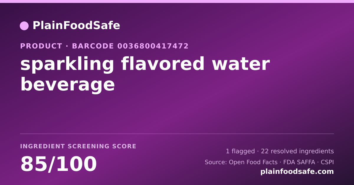 Share card for sparkling flavored water beverage Food Ingredient Profile