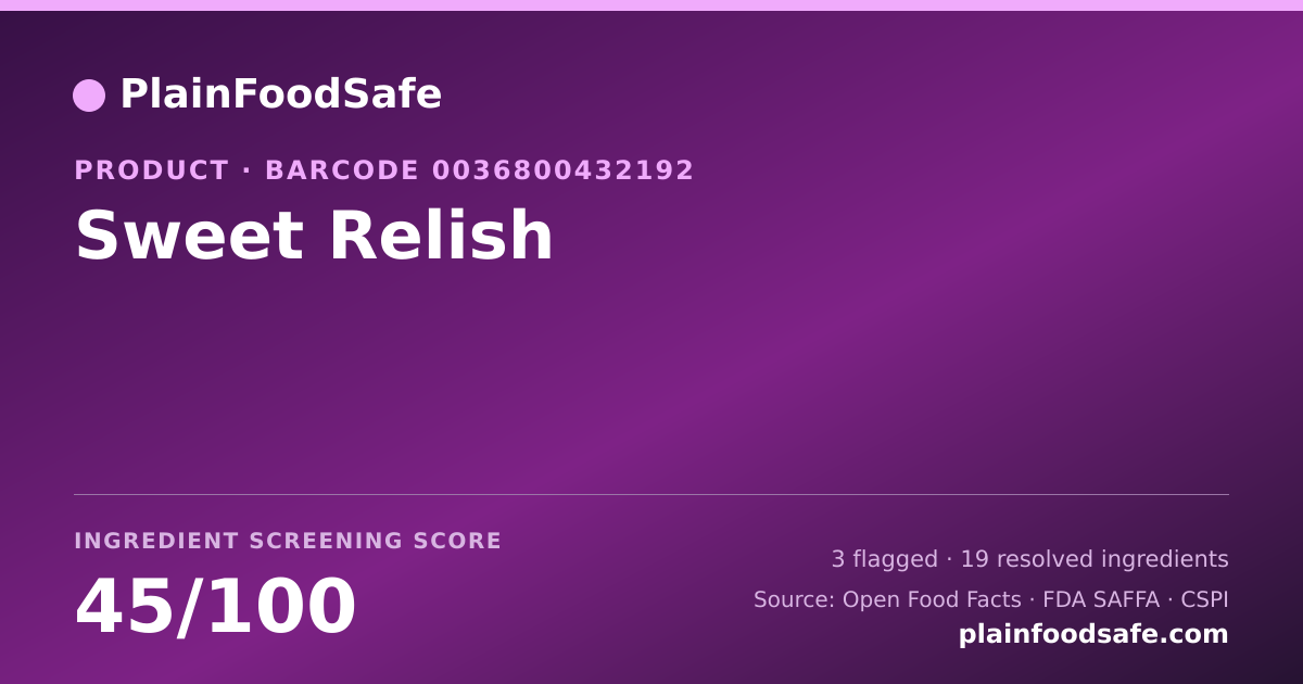 Share card for Sweet Relish Food Ingredient Profile