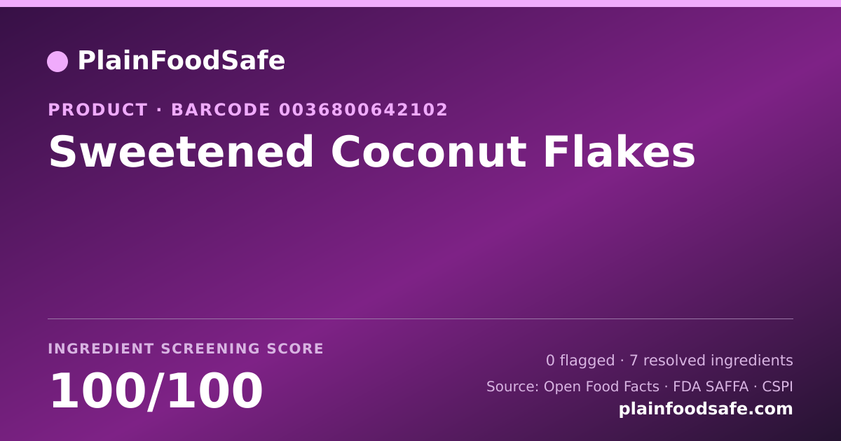 Share card for Sweetened Coconut Flakes Food Ingredient Profile