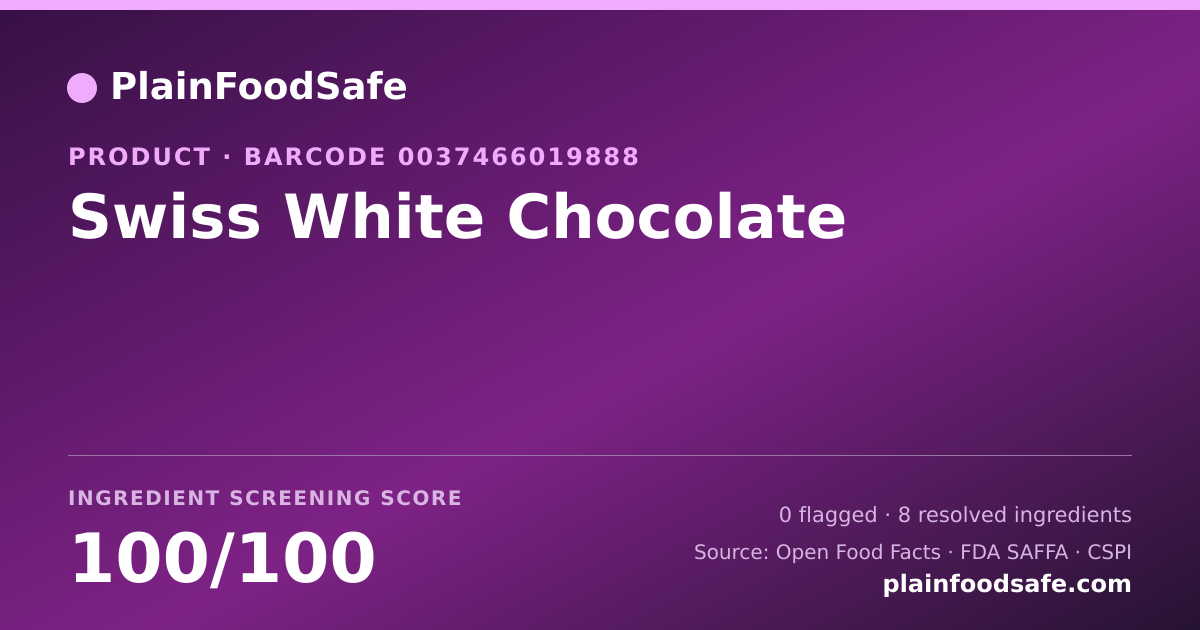 Share card for Swiss White Chocolate Food Ingredient Profile