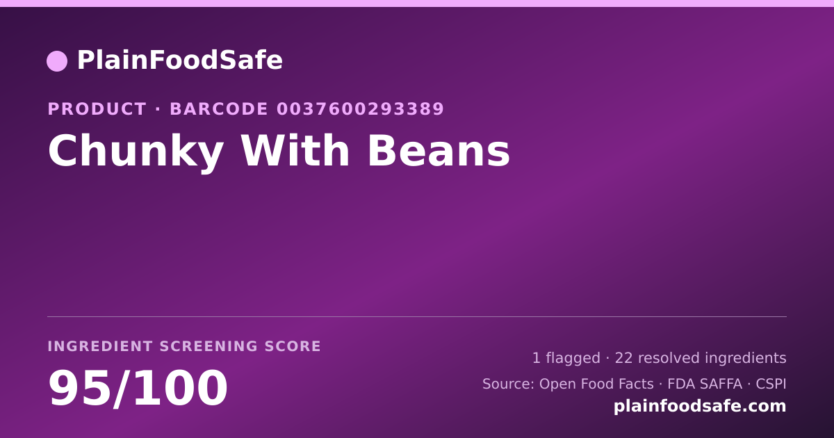 Share card for Chunky With Beans Food Ingredient Profile