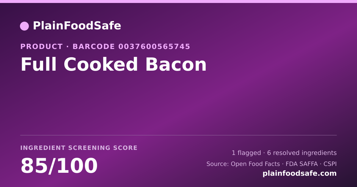 Share card for Full Cooked Bacon Food Ingredient Profile