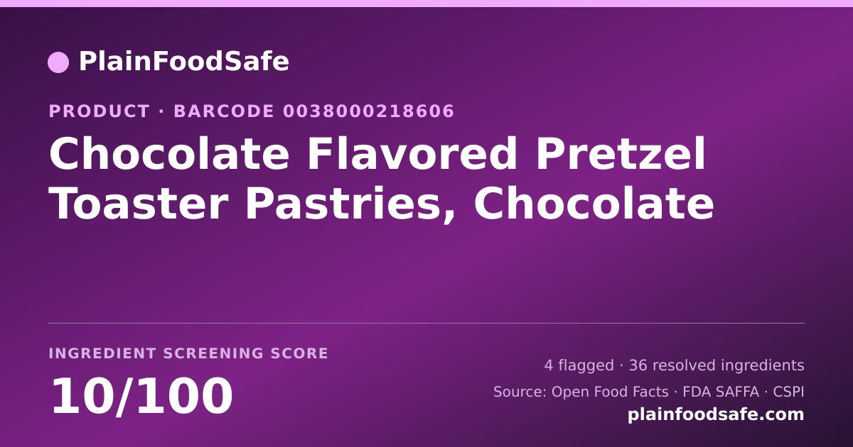 Share card for Chocolate Flavored Pretzel Toaster Pastries, Chocolate Food Ingredient Profile