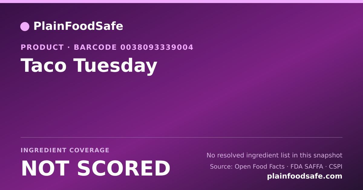 Share card for Taco Tuesday Food Ingredient Profile