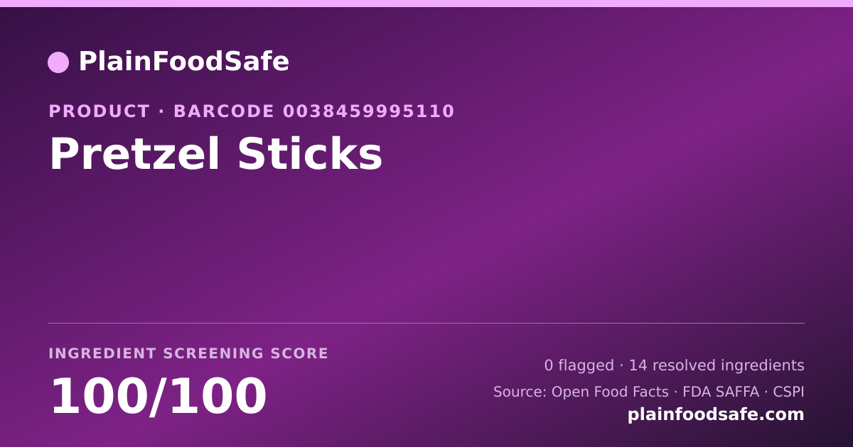 Share card for Pretzel Sticks Food Ingredient Profile