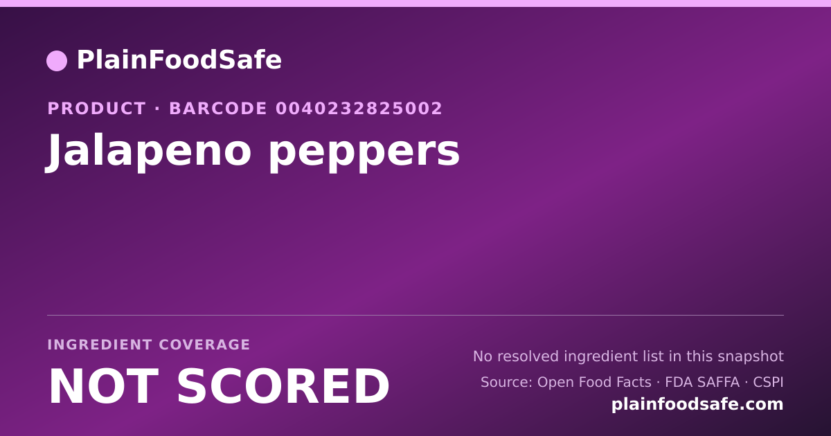 Share card for Jalapeno peppers Food Ingredient Profile
