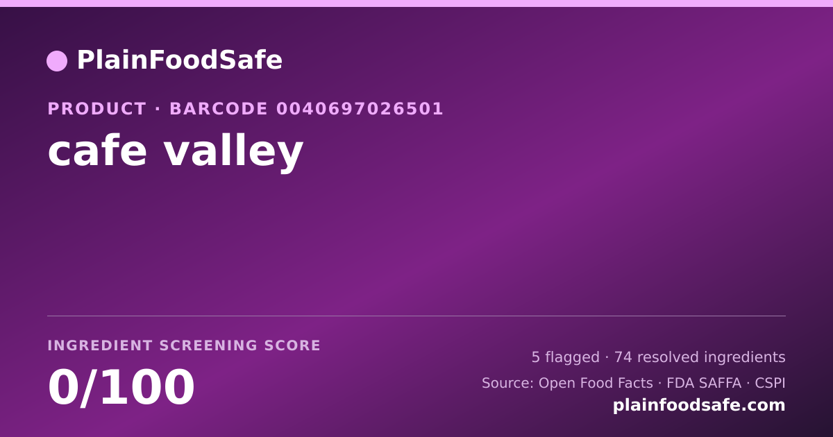 Share card for cafe valley Food Ingredient Profile
