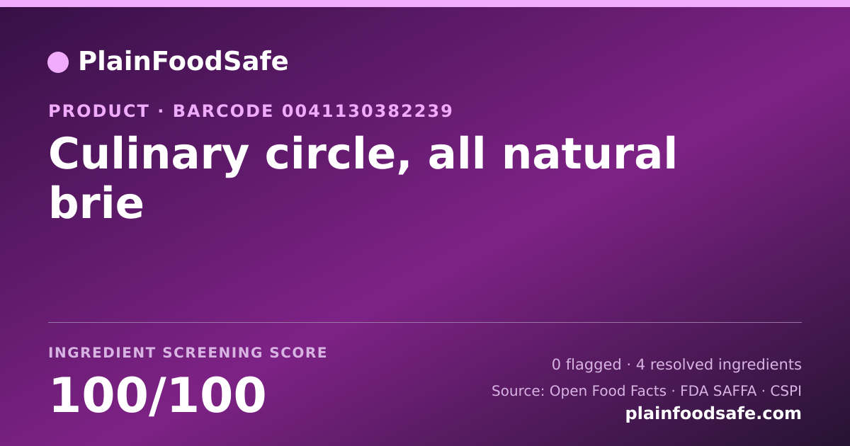 Share card for Culinary circle, all natural brie Food Ingredient Profile