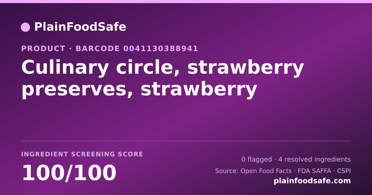 Share card for Culinary circle, strawberry preserves, strawberry Food Ingredient Profile