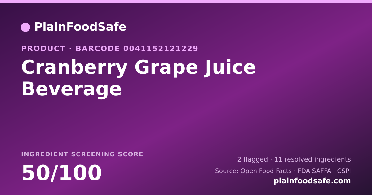 Share card for Cranberry Grape Juice Beverage Food Ingredient Profile