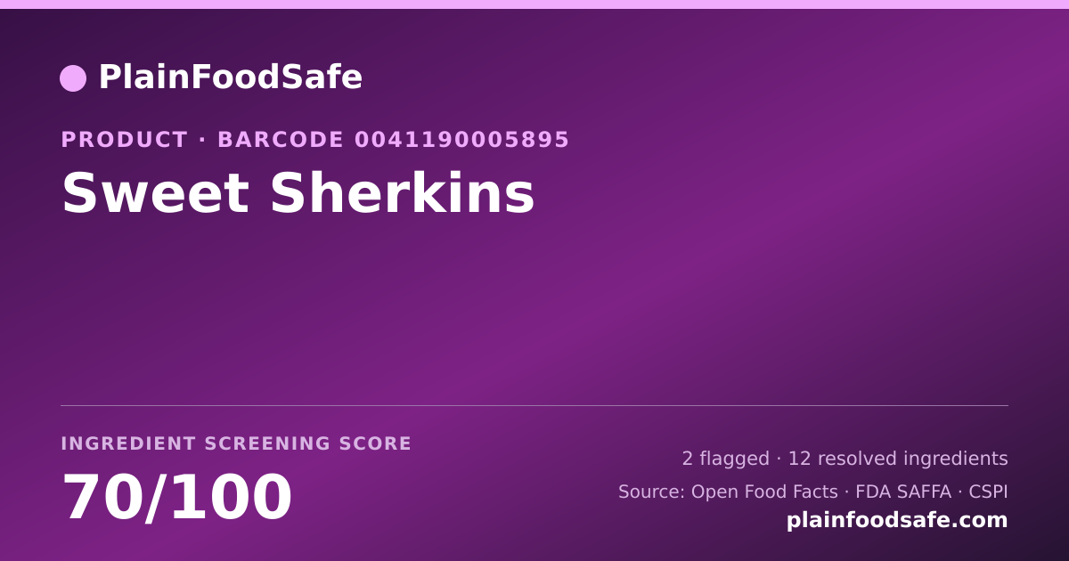 Share card for Sweet Sherkins Food Ingredient Profile