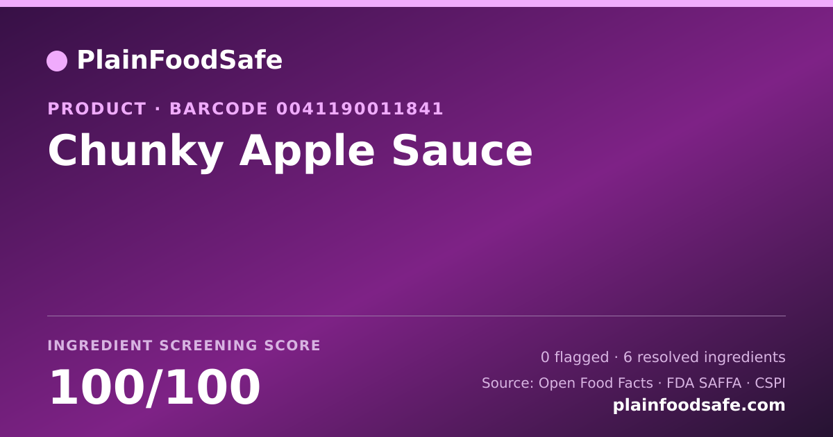 Share card for Chunky Apple Sauce Food Ingredient Profile