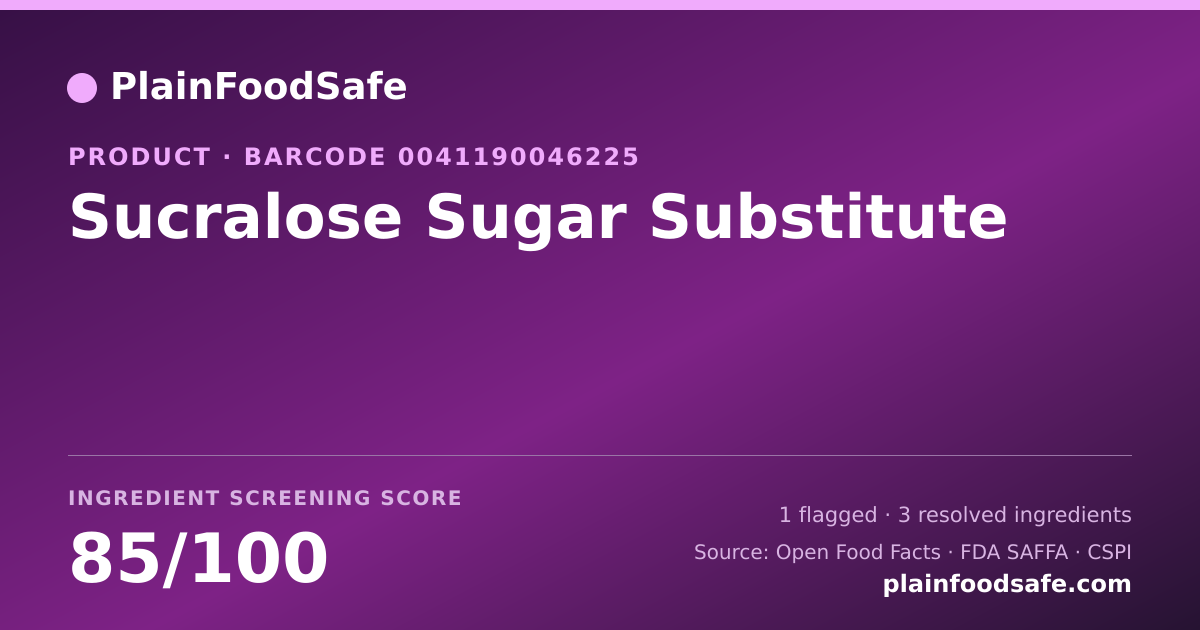 Share card for Sucralose Sugar Substitute Food Ingredient Profile