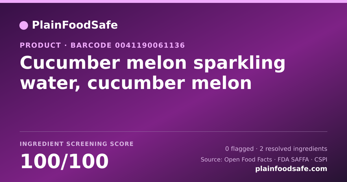 Share card for Cucumber melon sparkling water, cucumber melon Food Ingredient Profile