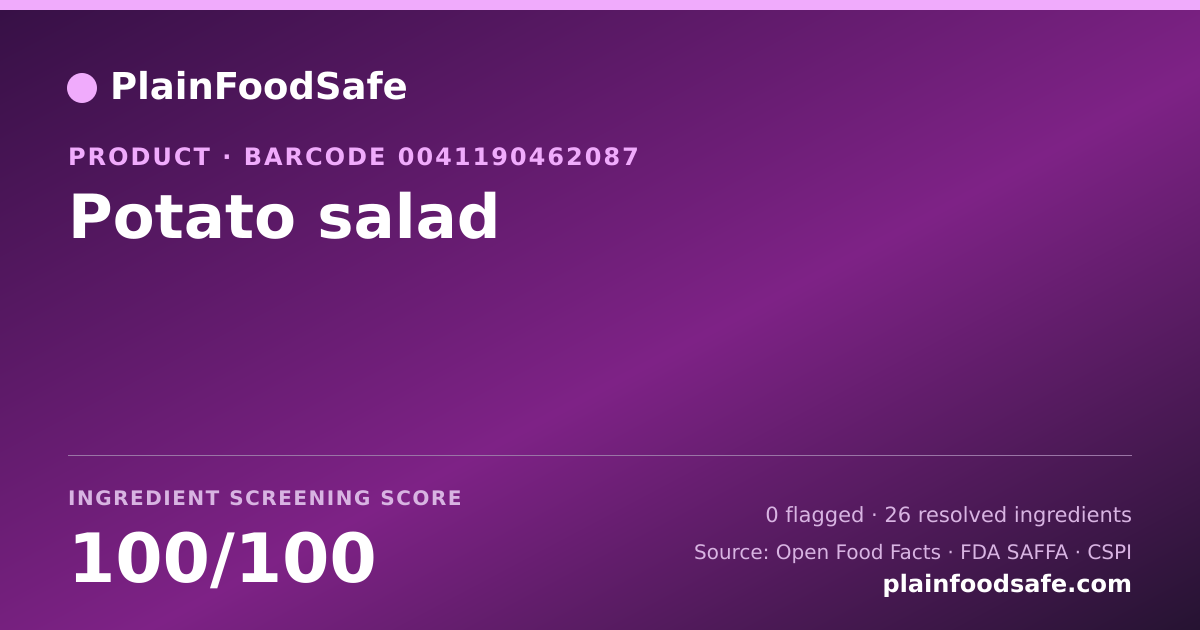 Share card for Potato salad Food Ingredient Profile