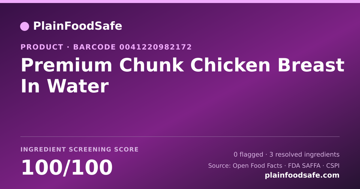 Share card for Premium Chunk Chicken Breast In Water Food Ingredient Profile