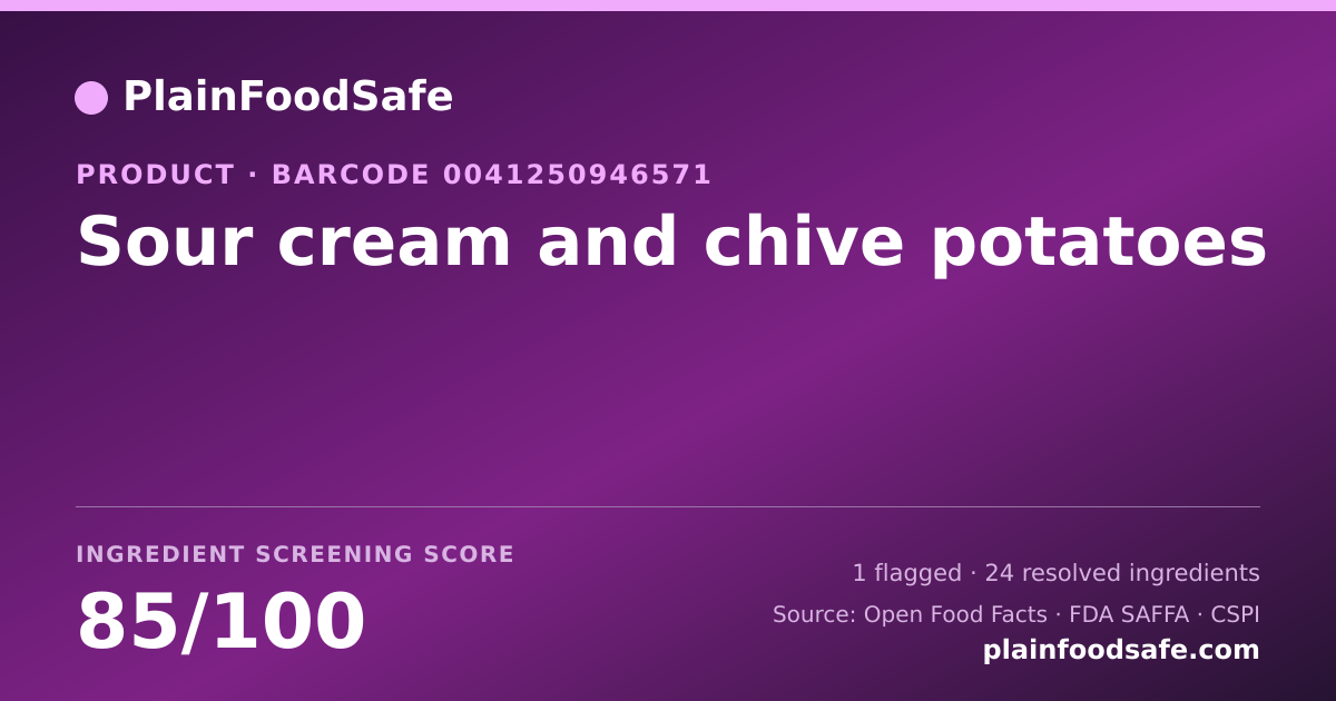 Share card for Sour cream and chive potatoes Food Ingredient Profile