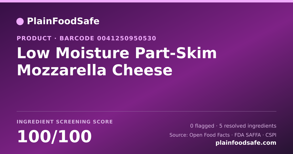 Share card for Low Moisture Part-Skim Mozzarella Cheese Food Ingredient Profile