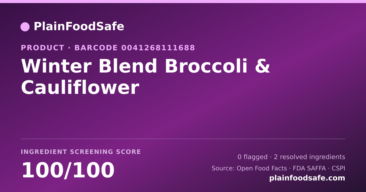 Share card for Winter Blend Broccoli & Cauliflower Food Ingredient Profile