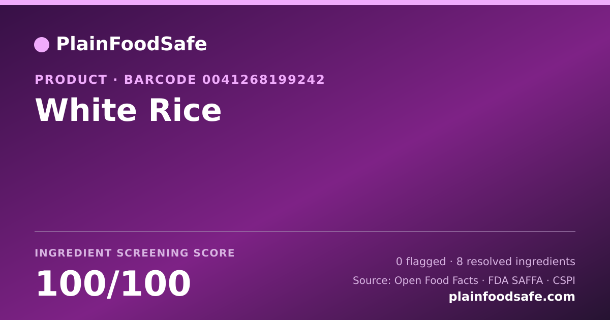 Share card for White Rice Food Ingredient Profile