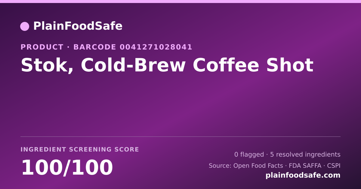 Share card for Stok, Cold-Brew Coffee Shot Food Ingredient Profile