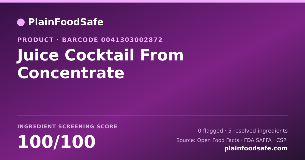 Share card for Juice Cocktail From Concentrate Food Ingredient Profile