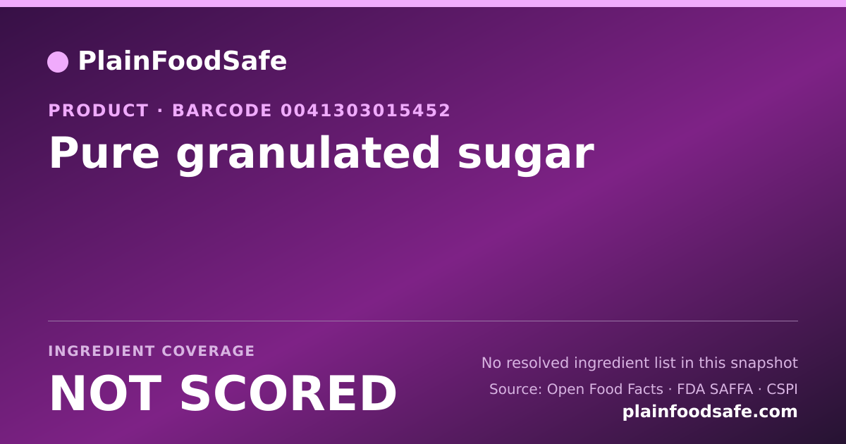 Share card for Pure granulated sugar Food Ingredient Profile