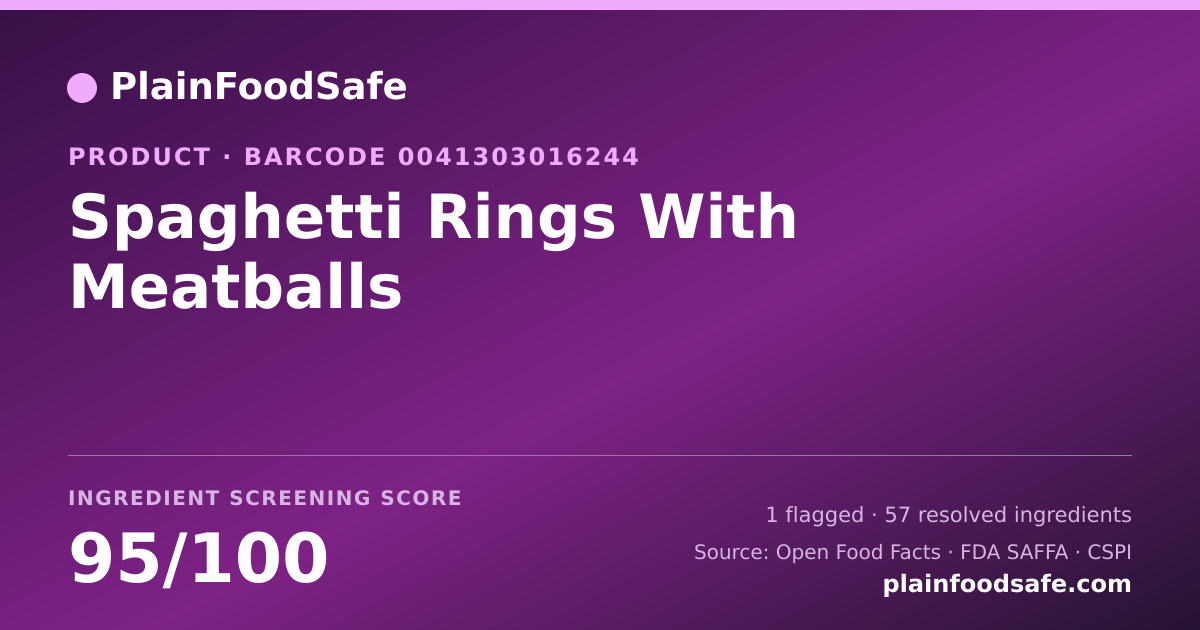 Share card for Spaghetti Rings With Meatballs Food Ingredient Profile
