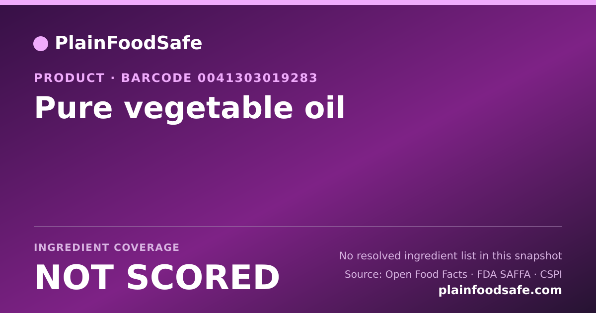Share card for Pure vegetable oil Food Ingredient Profile