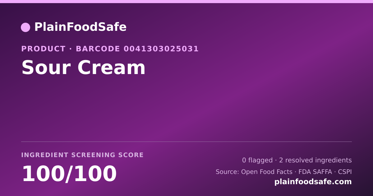 Share card for Sour Cream Food Ingredient Profile