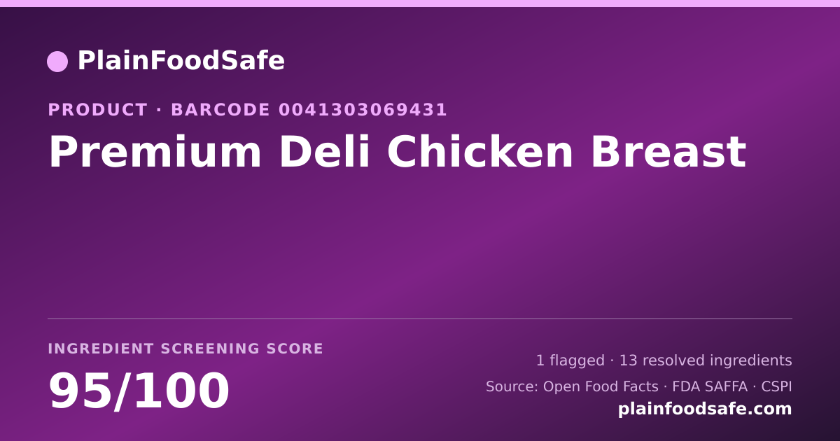 Share card for Premium Deli Chicken Breast Food Ingredient Profile