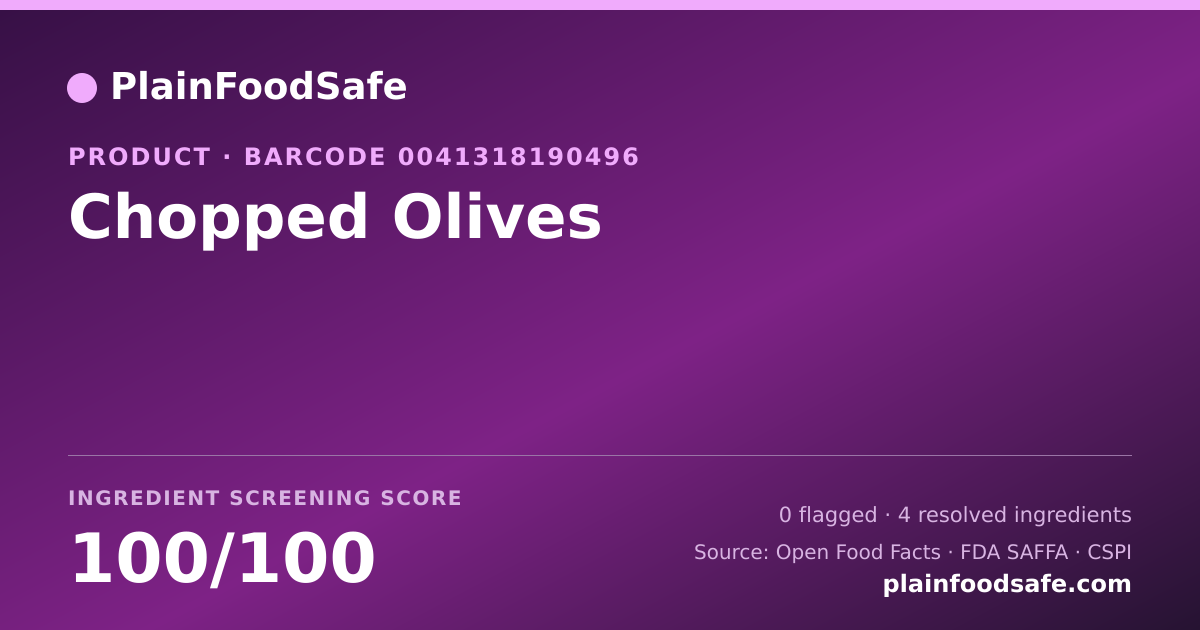 Share card for Chopped Olives Food Ingredient Profile