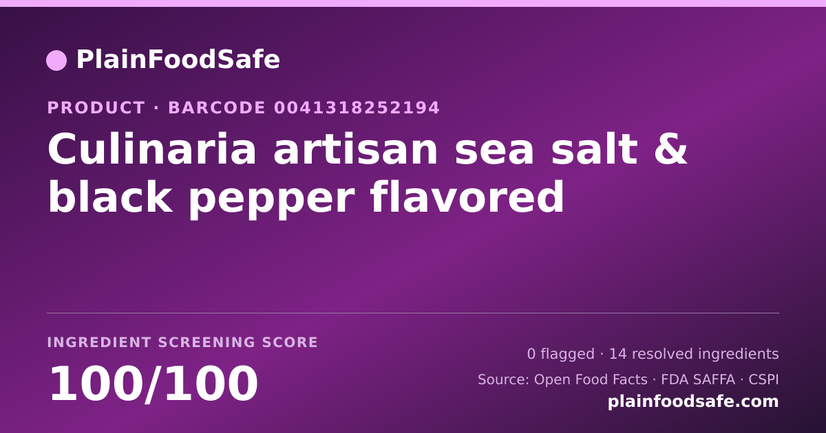 Share card for Culinaria artisan sea salt & black pepper flavored Food Ingredient Profile