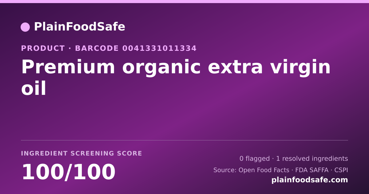 Share card for Premium organic extra virgin oil Food Ingredient Profile