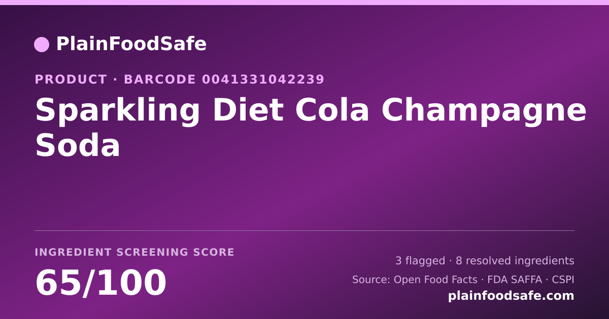 Share card for Sparkling Diet Cola Champagne Soda Food Ingredient Profile
