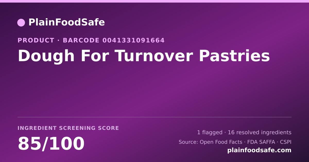 Share card for Dough For Turnover Pastries Food Ingredient Profile