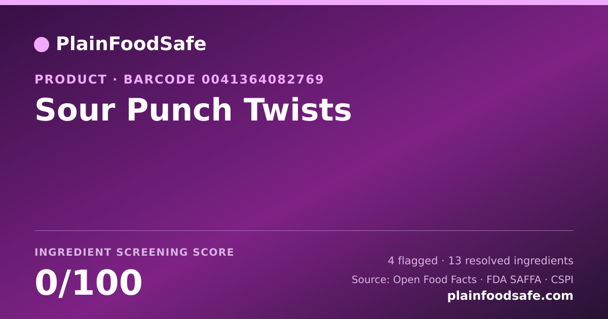 Share card for Sour Punch Twists Food Ingredient Profile