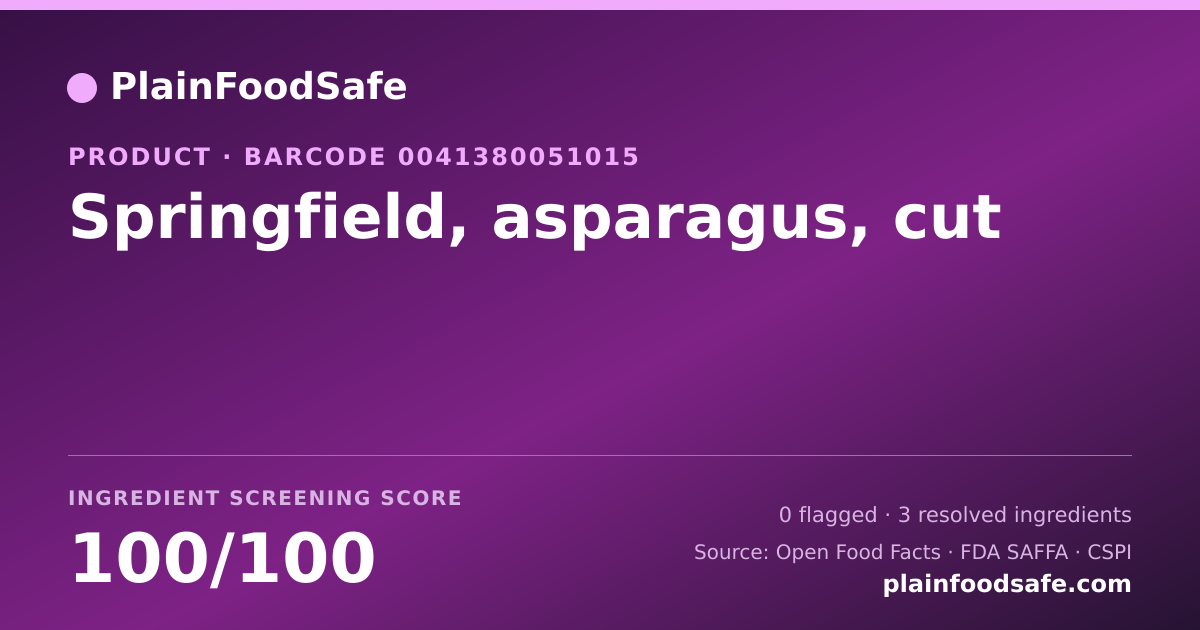 Share card for Springfield, asparagus, cut Food Ingredient Profile