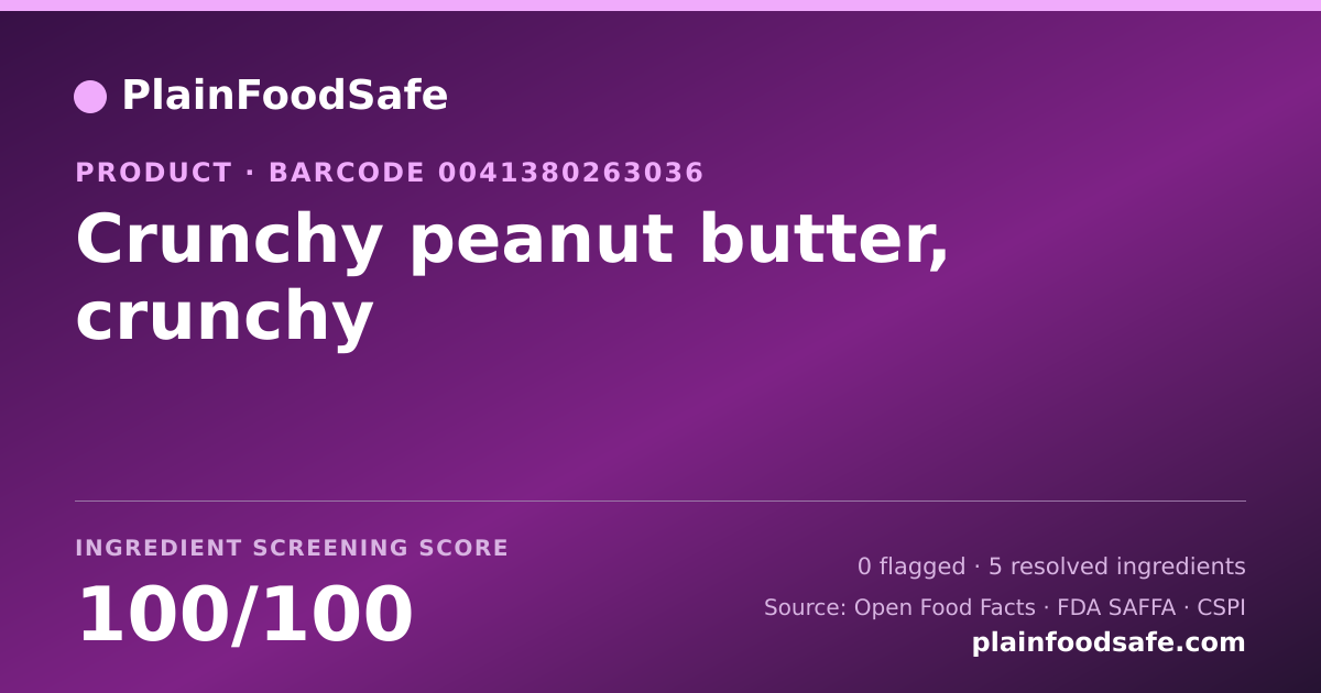 Share card for Crunchy peanut butter, crunchy Food Ingredient Profile
