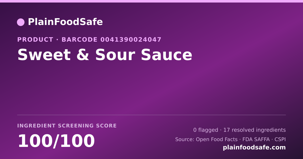 Share card for Sweet & Sour Sauce Food Ingredient Profile