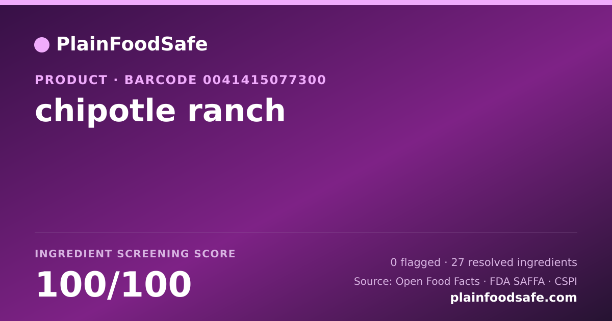 Share card for chipotle ranch Food Ingredient Profile