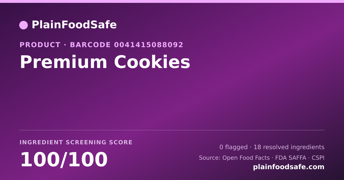 Share card for Premium Cookies Food Ingredient Profile
