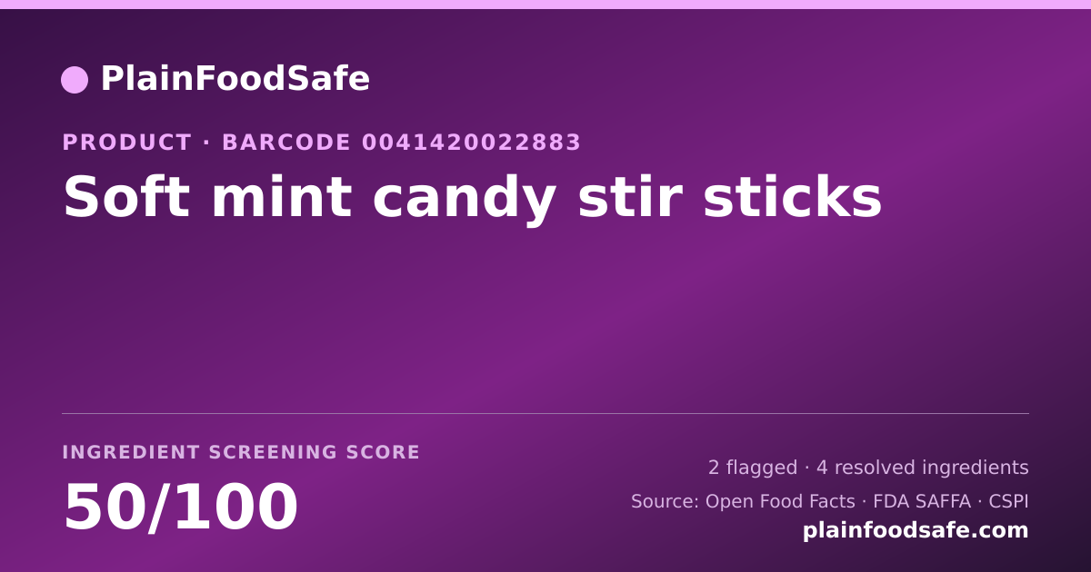 Share card for Soft mint candy stir sticks Food Ingredient Profile
