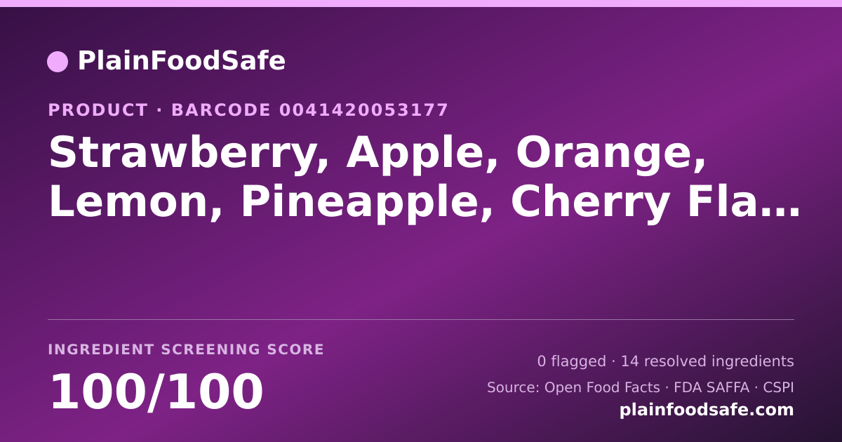Share card for Strawberry, Apple, Orange, Lemon, Pineapple, Cherry Flavored Gummy Bears, Strawberry, Apple, Orange, Lemon, Pineapple, Cherry Food Ingredient Profile