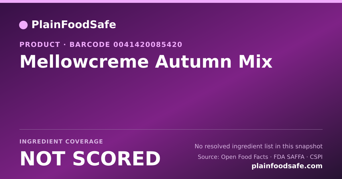 Share card for Mellowcreme Autumn Mix Food Ingredient Profile