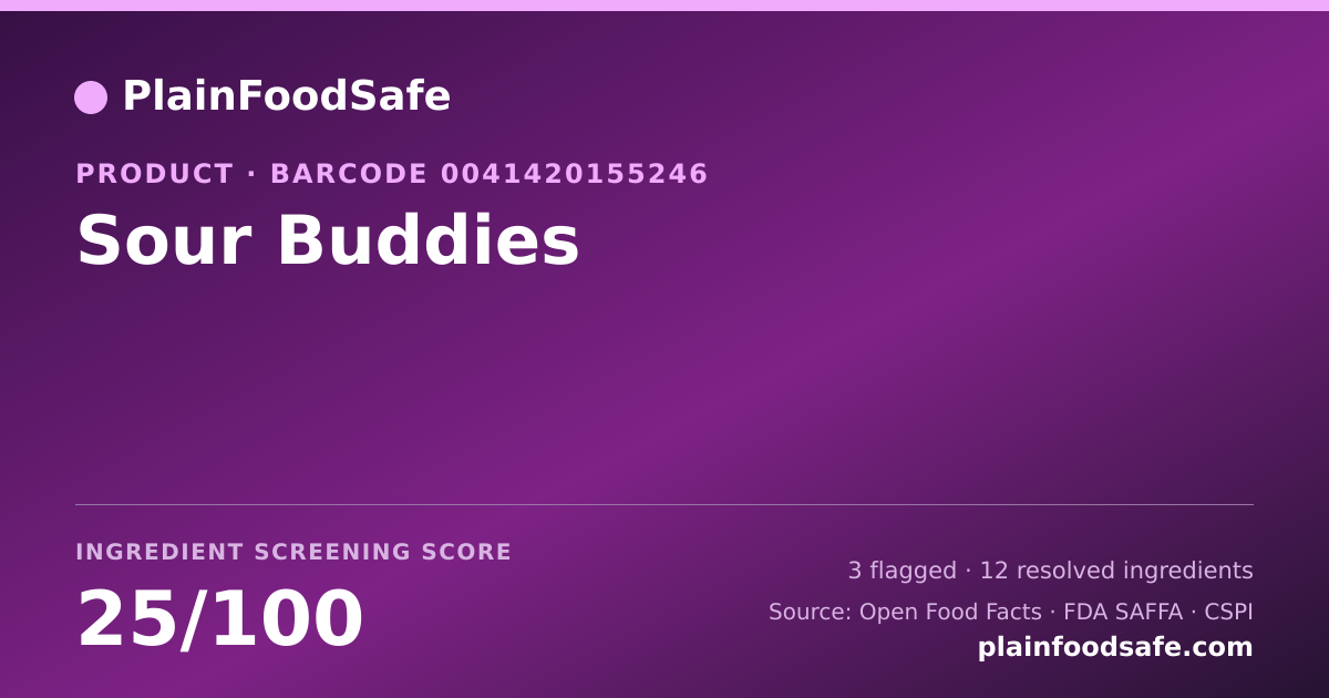Share card for Sour Buddies Food Ingredient Profile