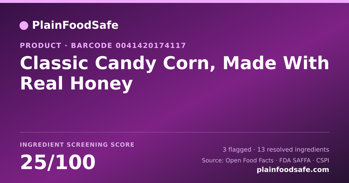 Share card for Classic Candy Corn, Made With Real Honey Food Ingredient Profile