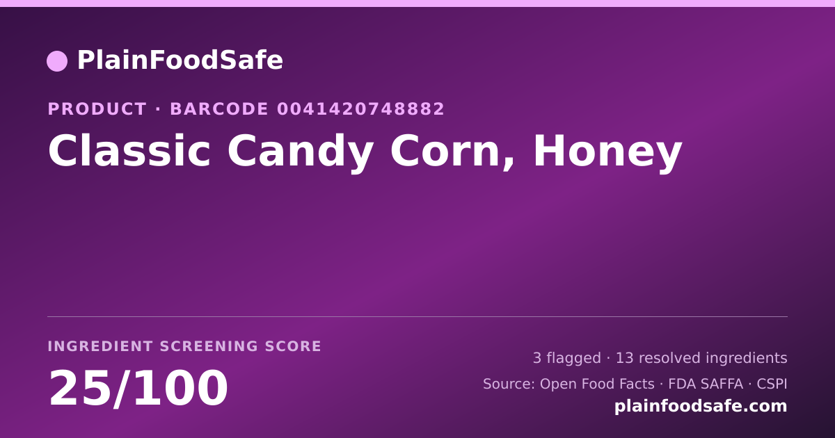 Share card for Classic Candy Corn, Honey Food Ingredient Profile