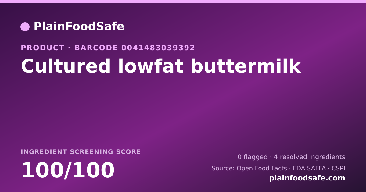 Share card for Cultured lowfat buttermilk Food Ingredient Profile